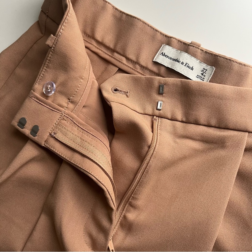 Abercrombie & Fitch Sloane Wide Leg Tailored Trouser Pants Tan 27 / 4 XS Inseam - Picture 7 of 11